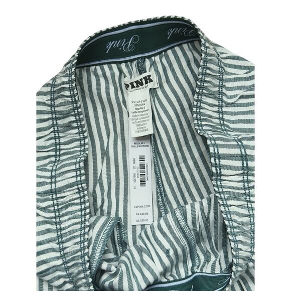 NWT Victoria’s Secret Pajama Pants Green Stripe Deep Forest XS Lounge Cozy Chic - Picture 6 of 6